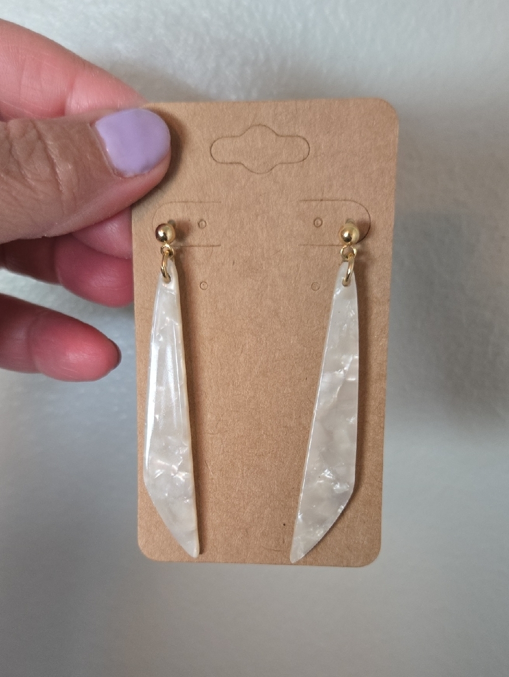 White Marble Acrylic Drop Earrings